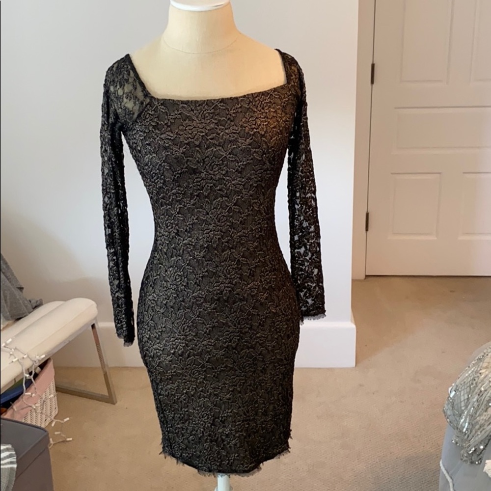 Bailey black and gold long sleeve body con dress